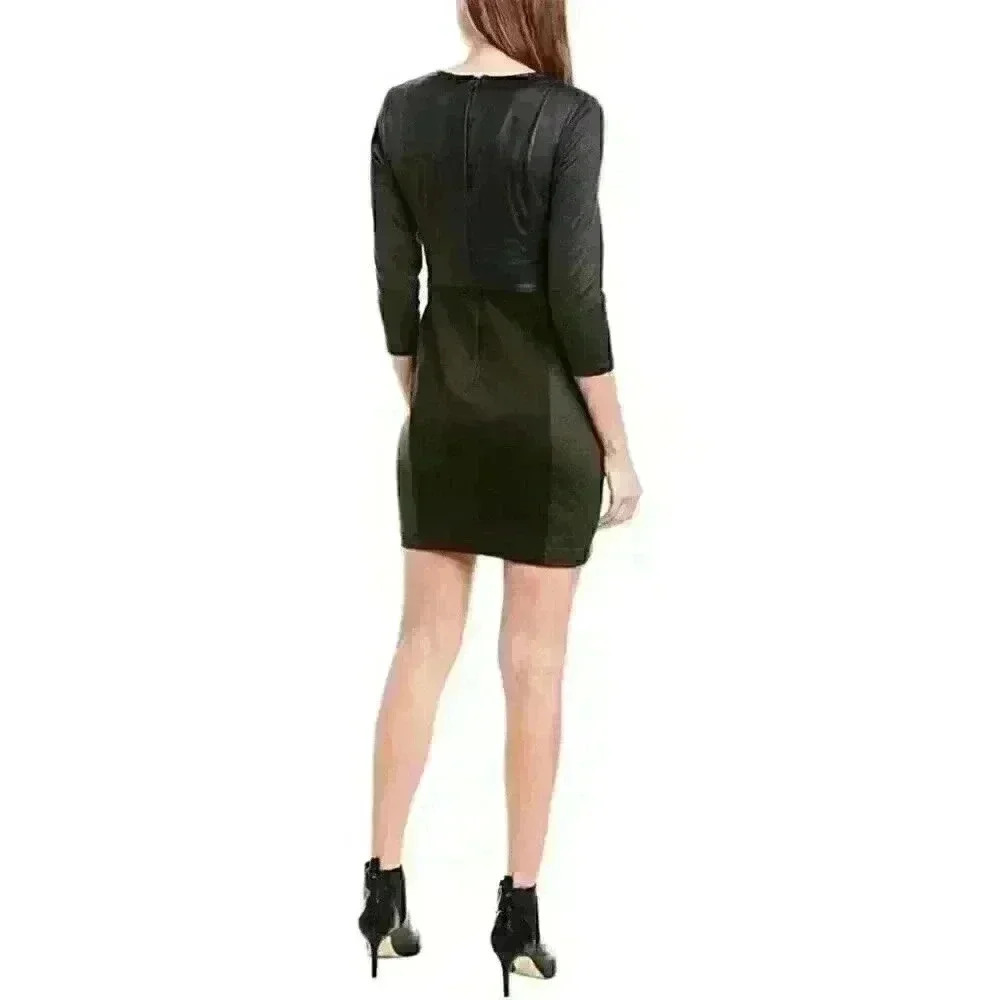NEW! BCBGMAXAZRIA Women's S Paneled 3/4 Sleeve Dress In Charcoal Combo NWT $228 - Picture 4 of 4